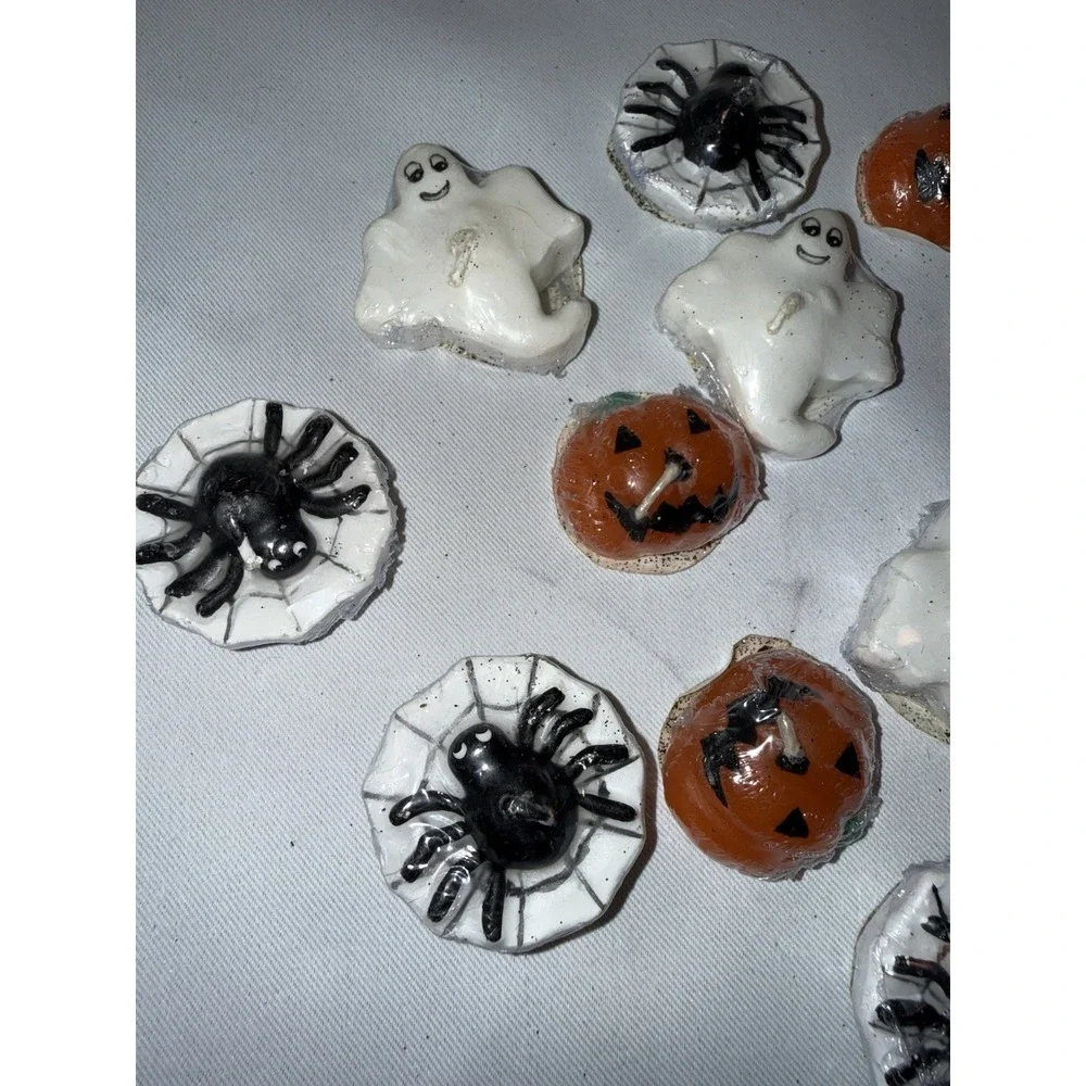 Vintage  Halloween Floating Candles Set‎ of 16  Pumpkin Ghost Spiders